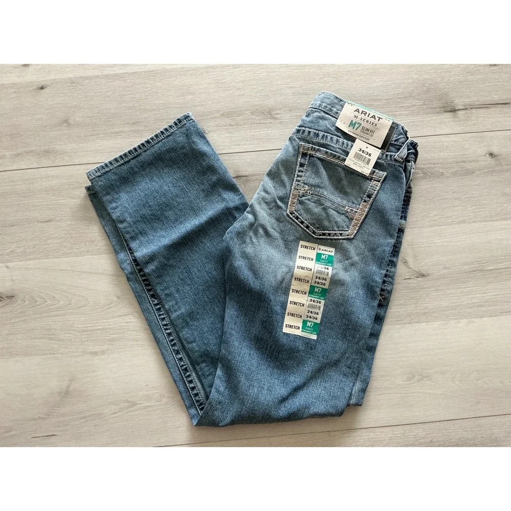 Ariat M7 Slim Fit Straight Leg Jeans‎ Shasta Blue 34/36 New With Tags